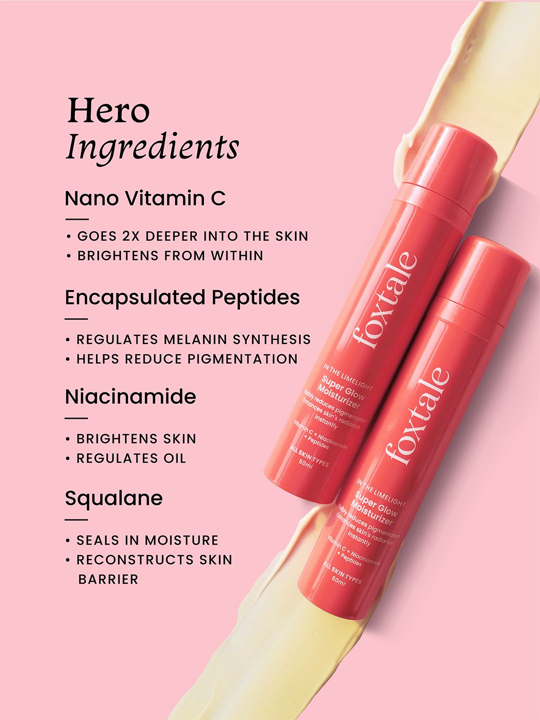 Foxtale Vitamin C Super Glow Moisturiser with Niacinamide & Peptides