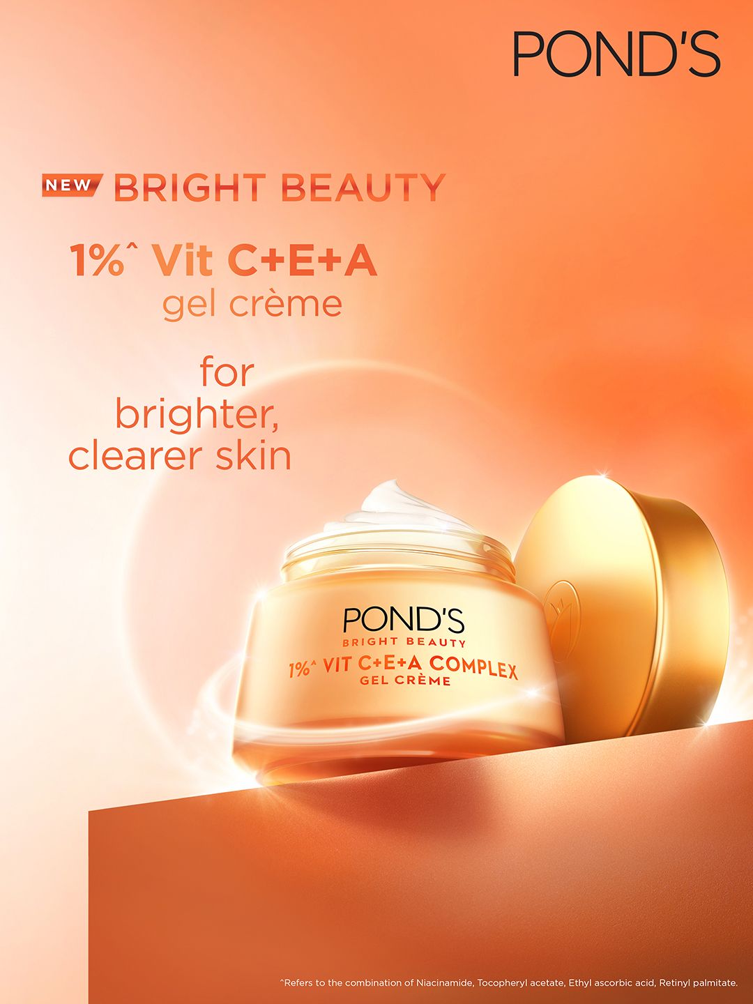 Ponds Bright Beauty 1% Vitamin C+E+A Complex Gel Creme For Brighter & Clearer Skin