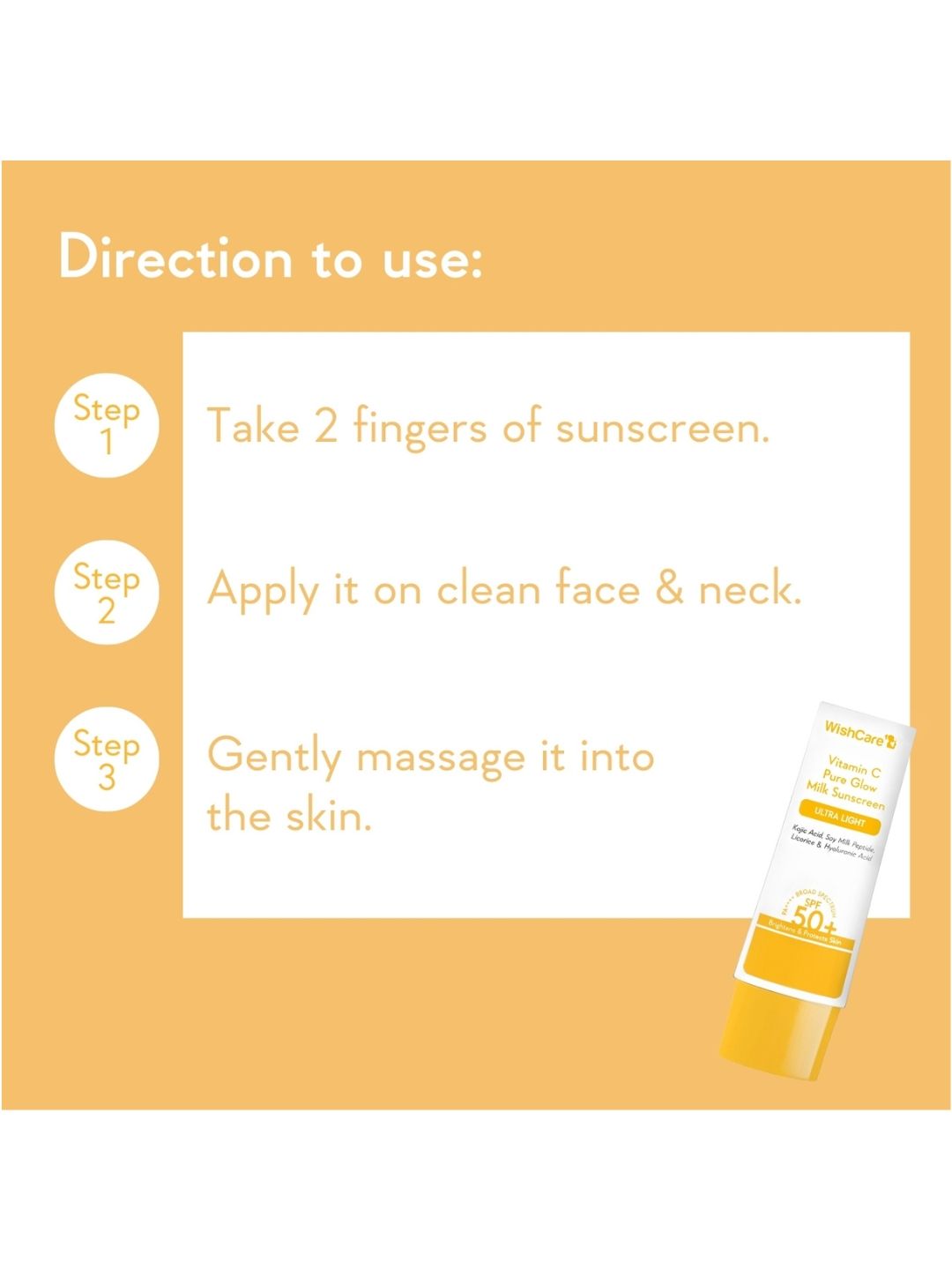 WishCare Vitamin C Pure Glow Milk SPF50 Ultralight Sunscreen with Kojic Acid