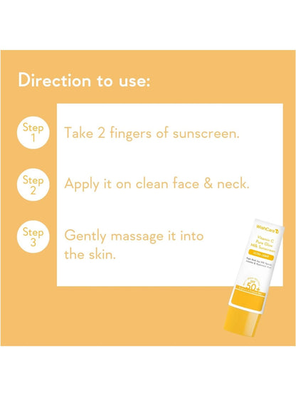 WishCare Vitamin C Pure Glow Milk SPF50 Ultralight Sunscreen with Kojic Acid