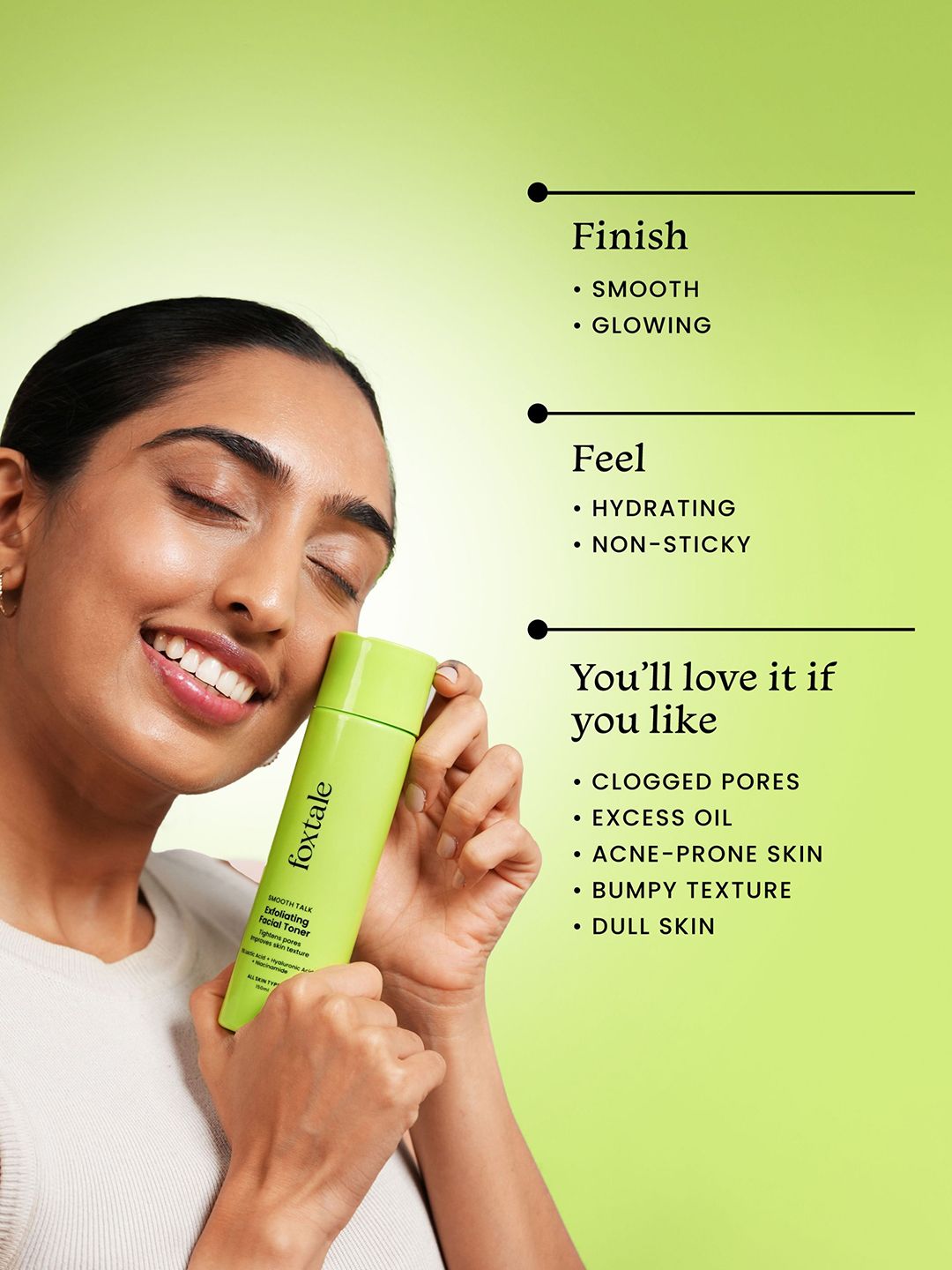 Foxtale Exfoliating Toner with 5% Lactic Acid & Niacinamide for Brighter Skin