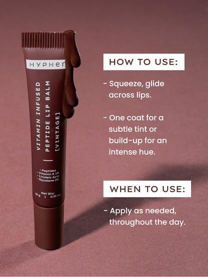 Hyphen Vitamin-Infused Peptide Lip Balm For 24 Hrs Moisturization - Vintage