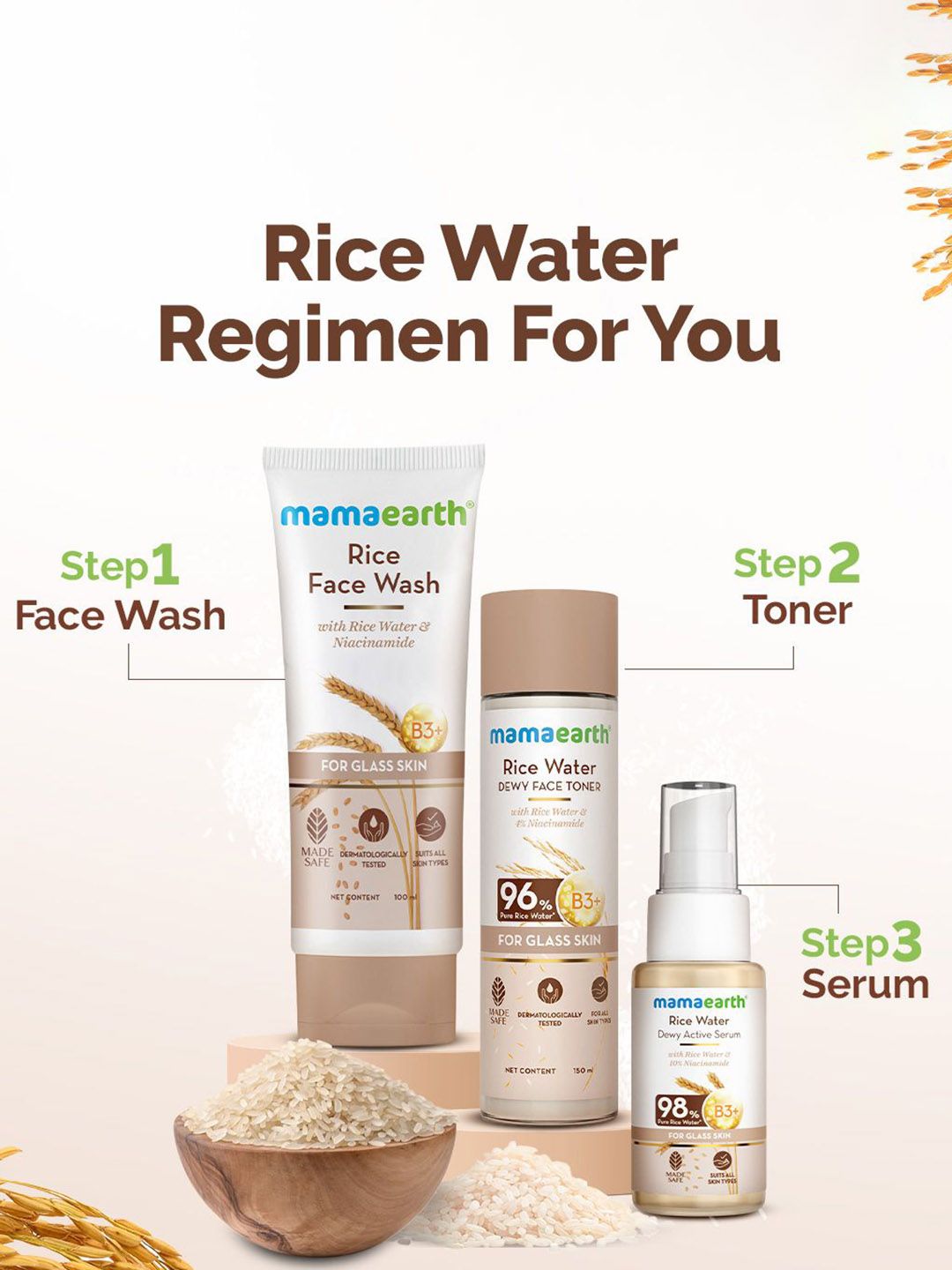Mamaearth Rice Water Dewy Face Toner With Rice Water 4% Niacinamide For Glass Skin