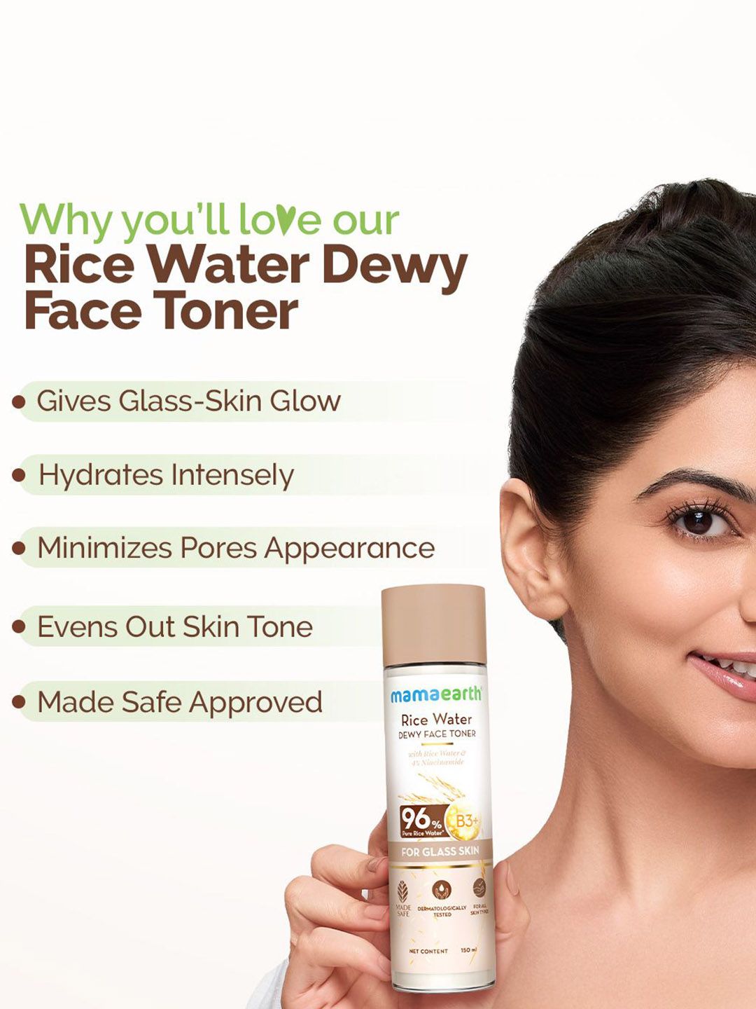 Mamaearth Rice Water Dewy Face Toner With Rice Water 4% Niacinamide For Glass Skin
