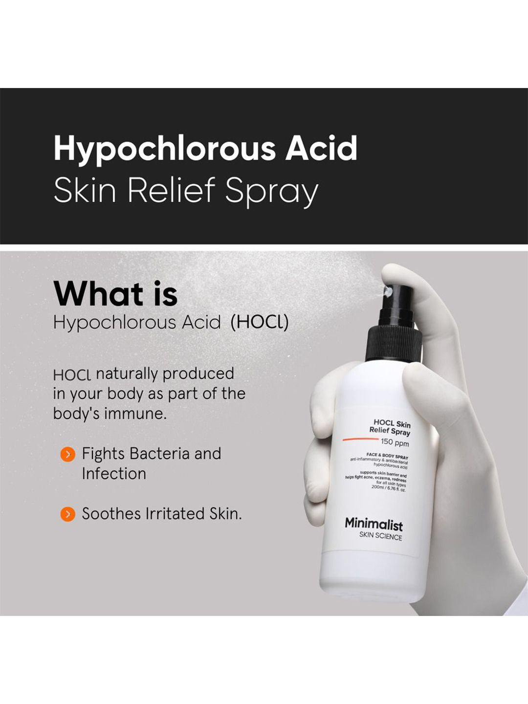 Minimalist HOCl Skin Relief Spray 150ppm
