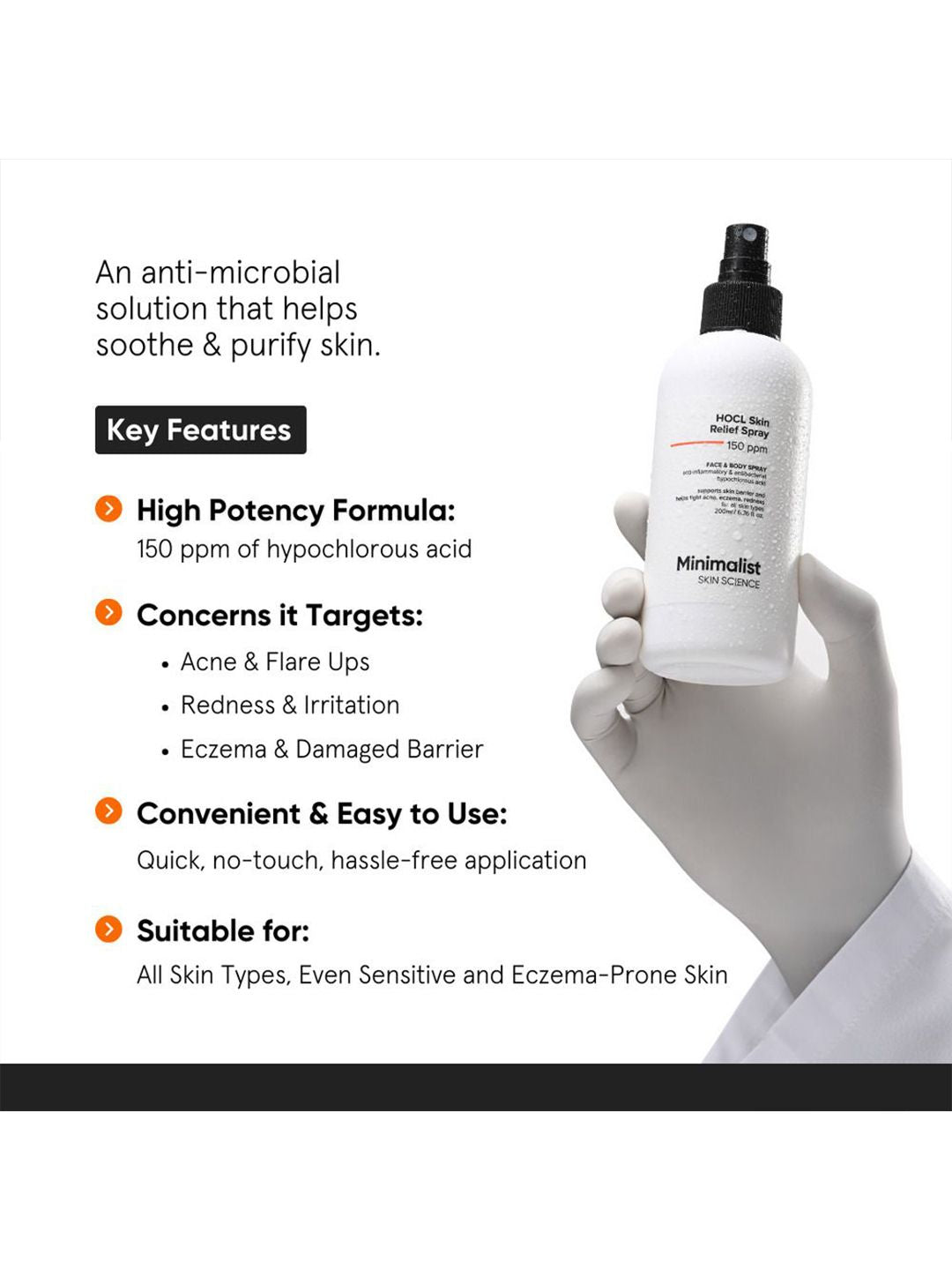 Minimalist HOCl Skin Relief Spray 150ppm