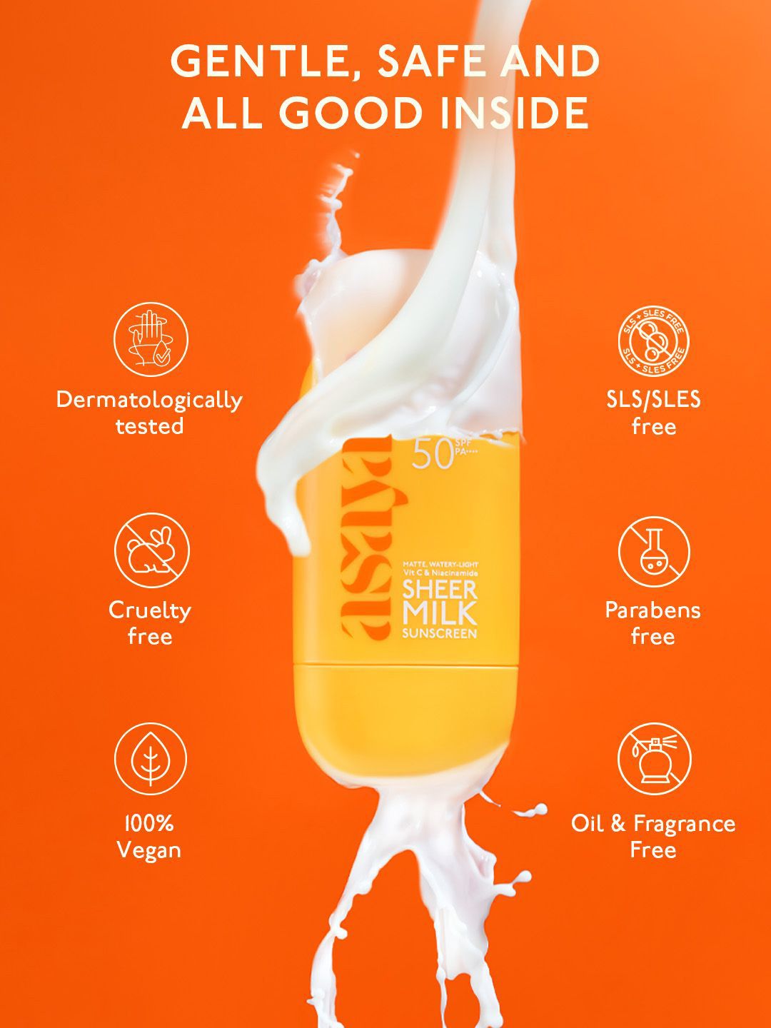 Asaya Sheer Milk Non-Greasy & Quick-Absorbing Sunscreen With SPF 50 PA++++