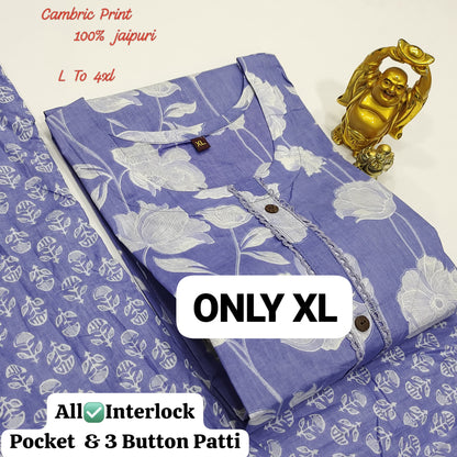 100% Pure Jaipuri 60 60 Cotton Cambric Pair
