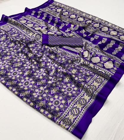 Ajrakh Digital Print Muslin fabric Saree