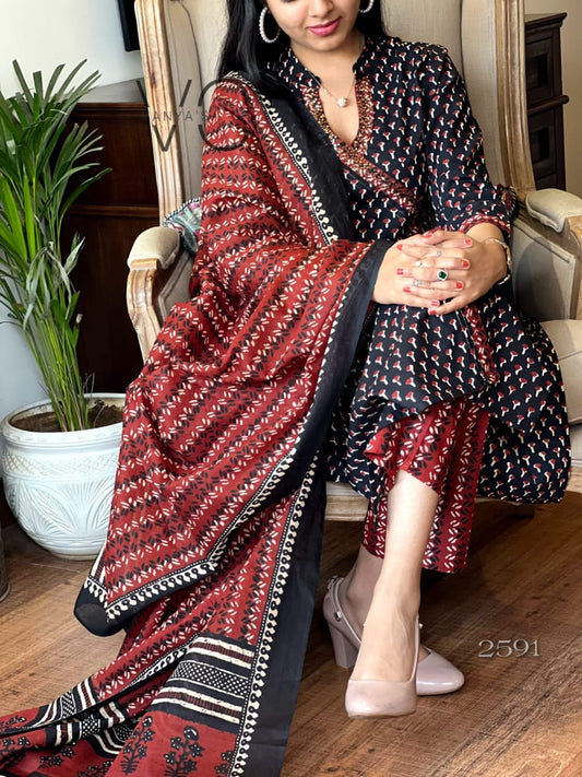 Jaipuri Hand Block Print Angrakha Style Kurti