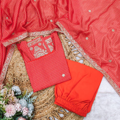 Bandhej Print Straight Suit