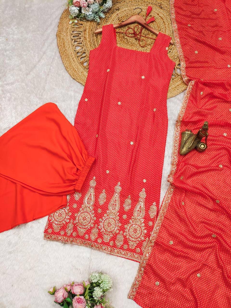 Bandhej Print Straight Suit