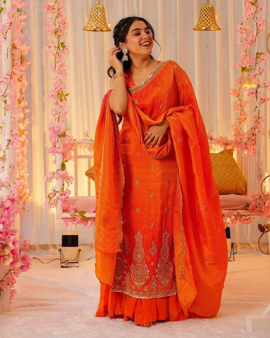 Bandhej Print Straight Suit