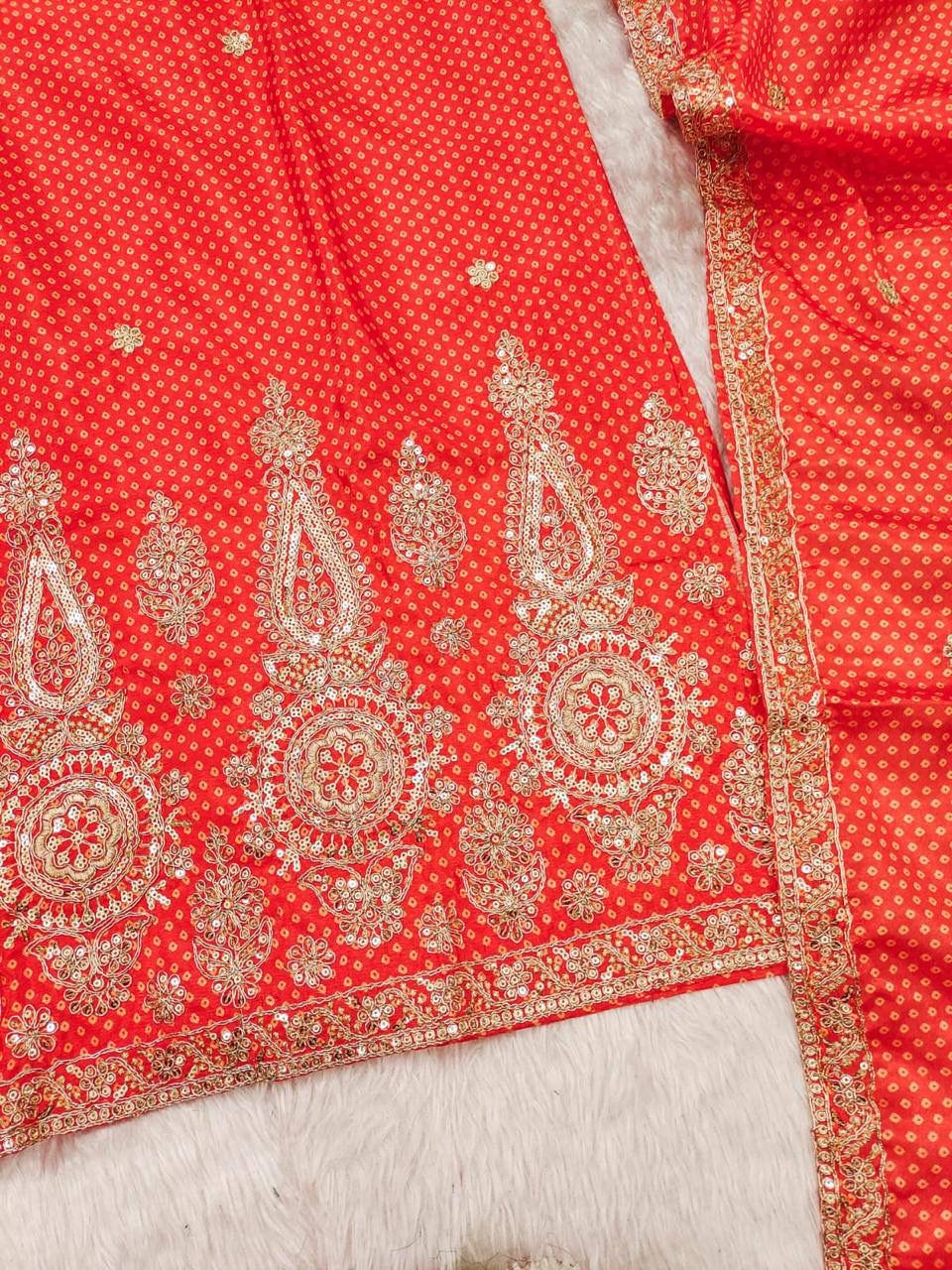 Bandhej Print Straight Suit