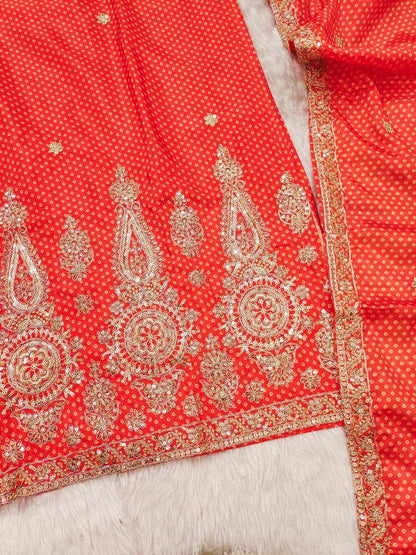Bandhej Print Straight Suit