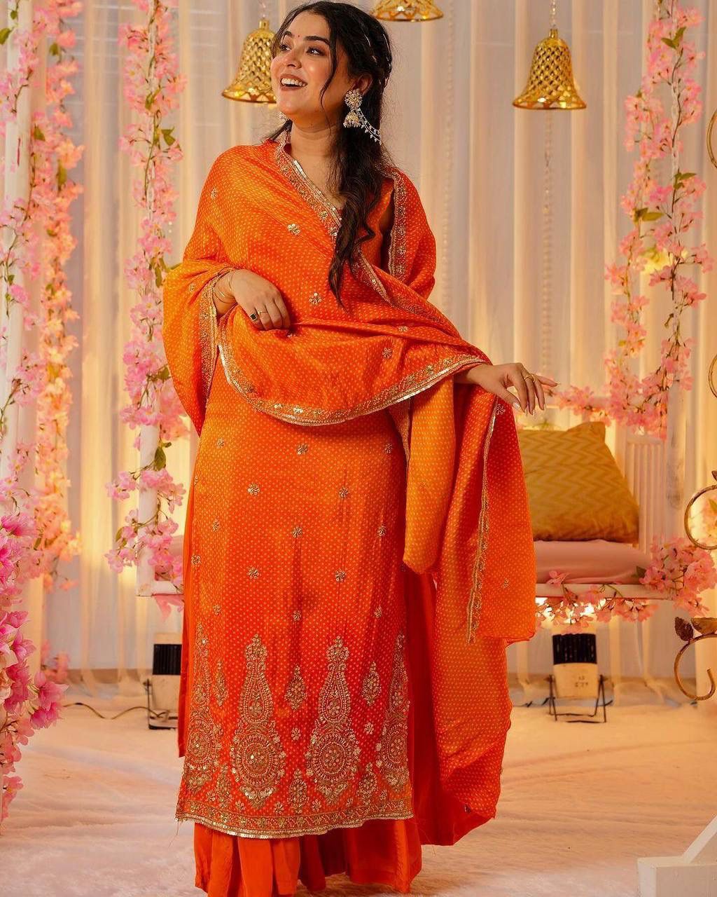 Bandhej Print Straight Suit