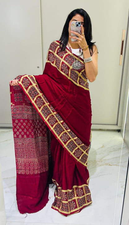 Lagdi Pure Gajji Soft Silk Saree