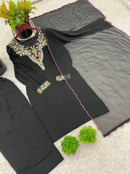 Designer Party Wear Look Top-Palazzo and Dupatta