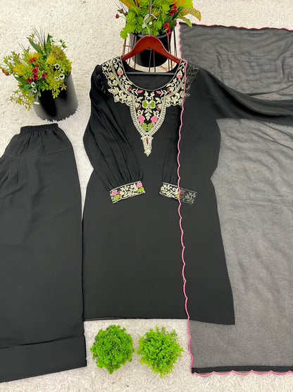 Designer Party Wear Look Top-Palazzo and Dupatta