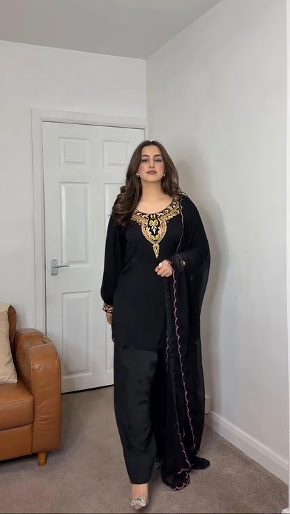 Designer Party Wear Look Top-Palazzo and Dupatta
