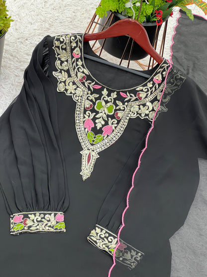 Designer Party Wear Look Top-Palazzo and Dupatta