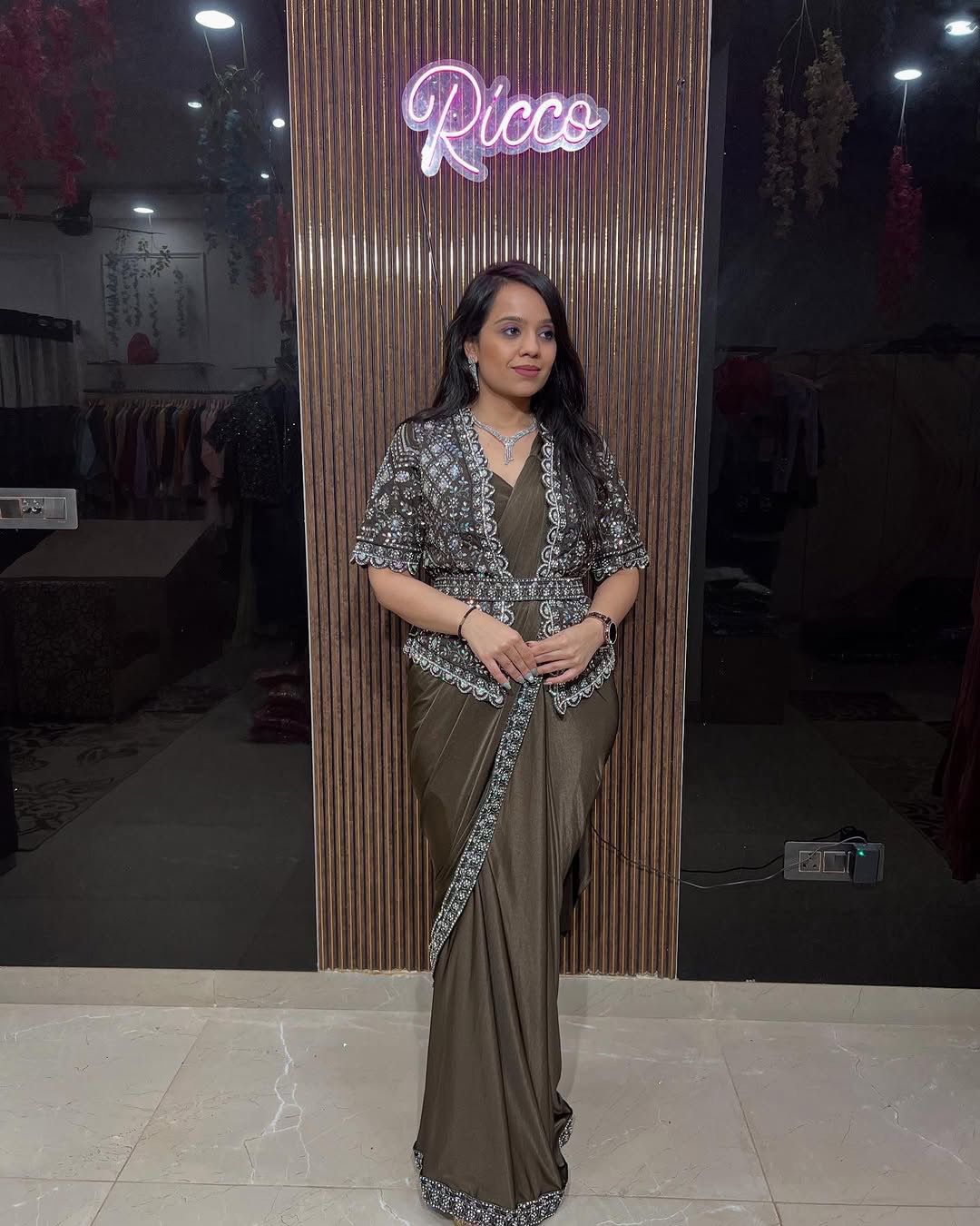 STAR GEORGETTE SEQUENCE WORK SAREE WITH KOTI