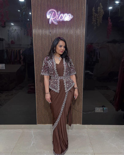 STAR GEORGETTE SEQUENCE WORK SAREE WITH KOTI