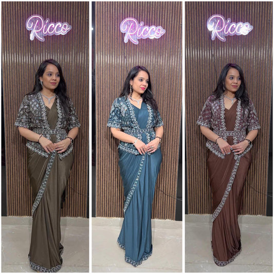 STAR GEORGETTE SEQUENCE WORK SAREE WITH KOTI
