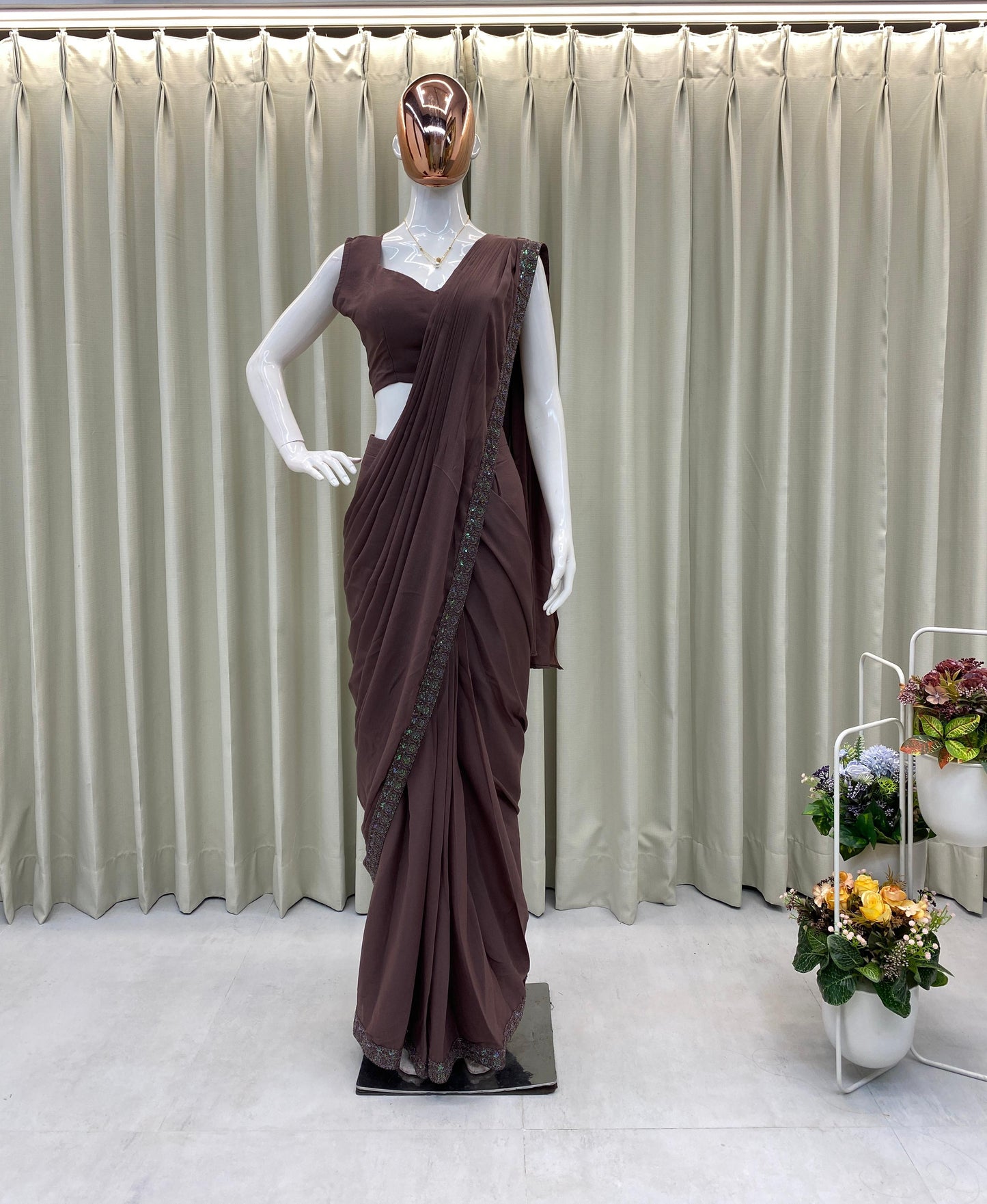 STAR GEORGETTE SEQUENCE WORK SAREE WITH KOTI