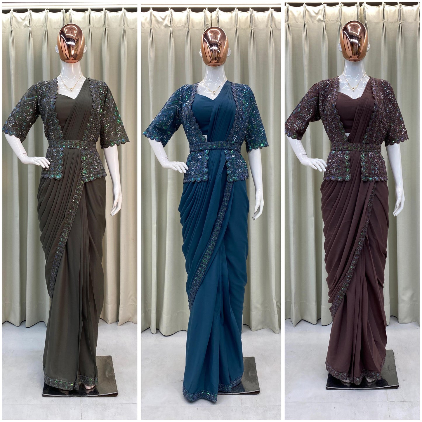 STAR GEORGETTE SEQUENCE WORK SAREE WITH KOTI