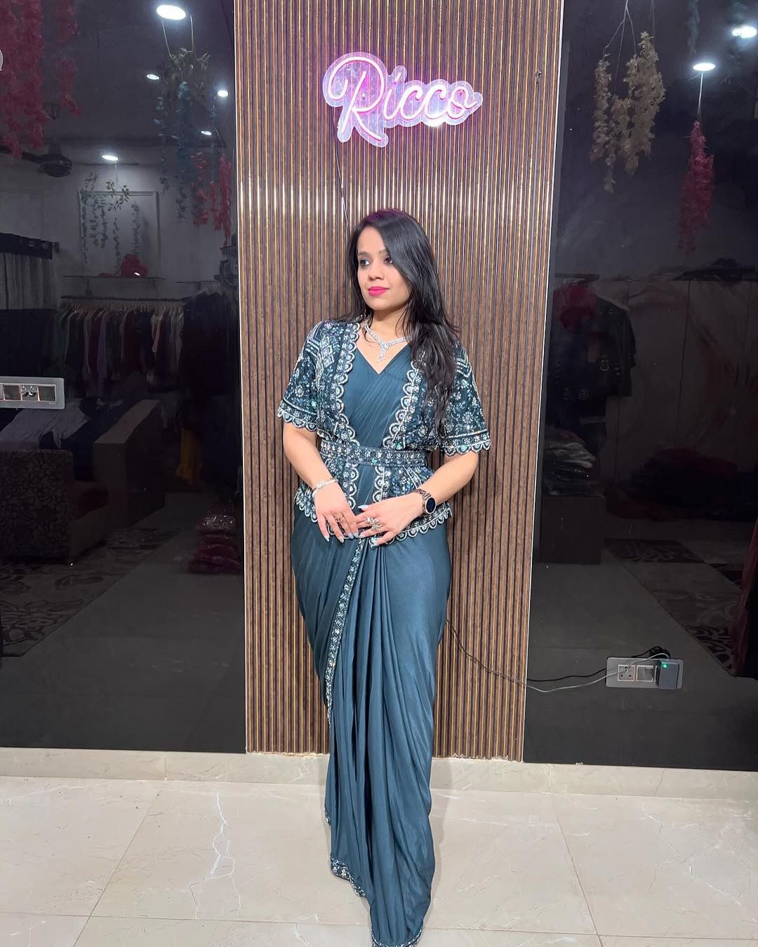STAR GEORGETTE SEQUENCE WORK SAREE WITH KOTI