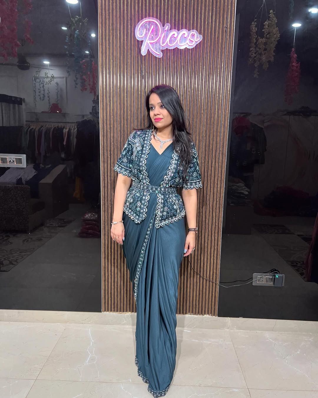 STAR GEORGETTE SEQUENCE WORK SAREE WITH KOTI