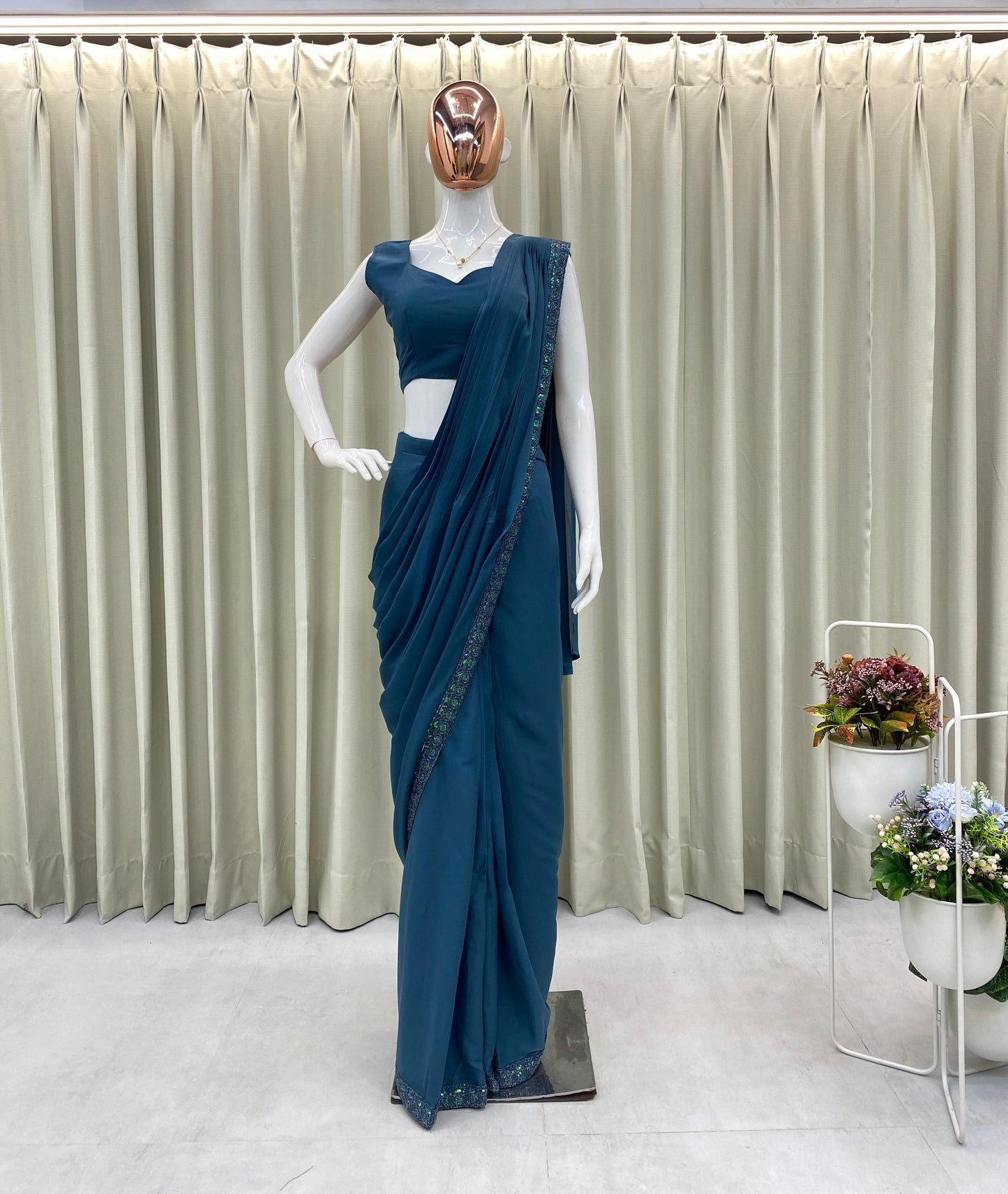 STAR GEORGETTE SEQUENCE WORK SAREE WITH KOTI