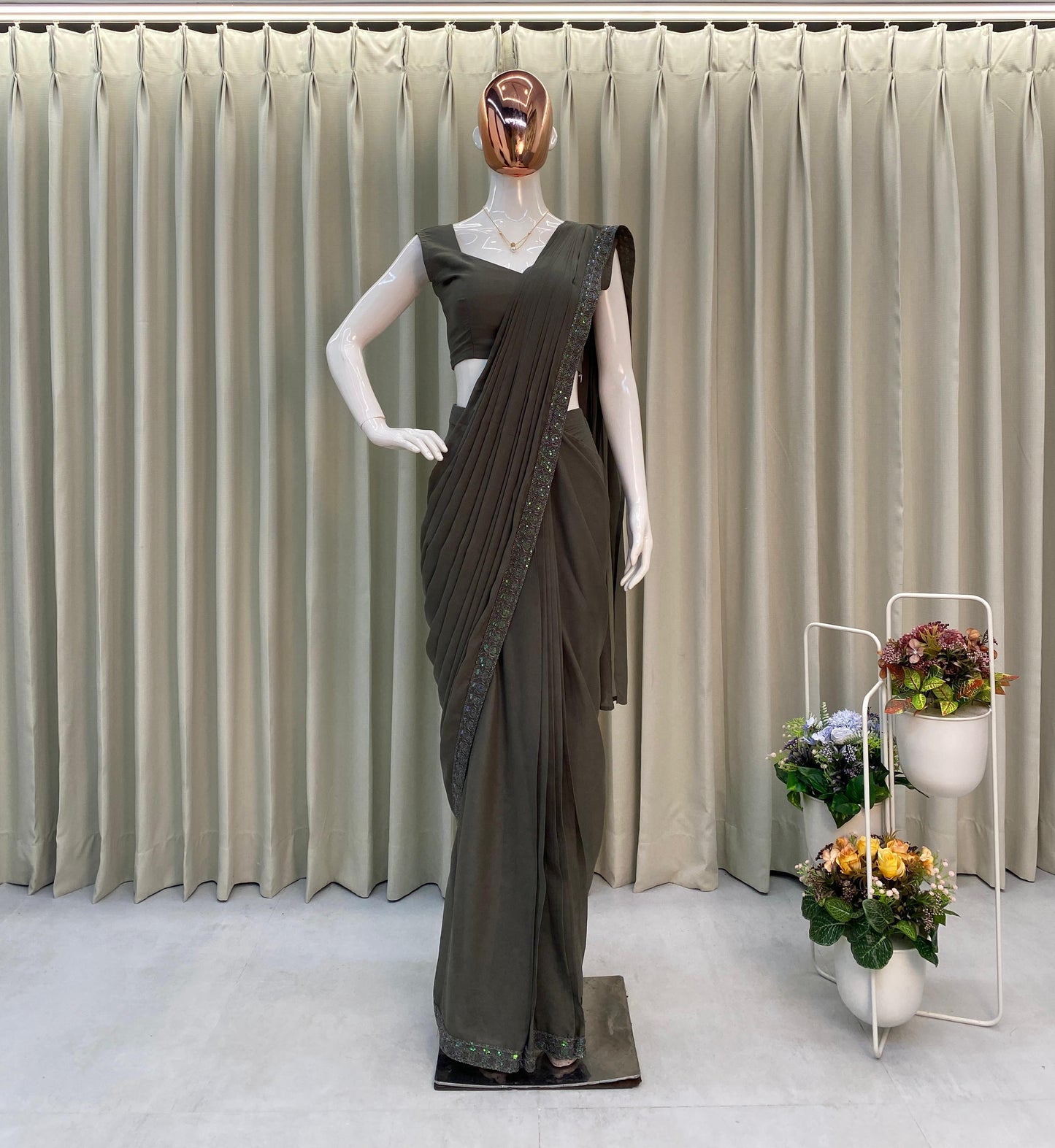 STAR GEORGETTE SEQUENCE WORK SAREE WITH KOTI