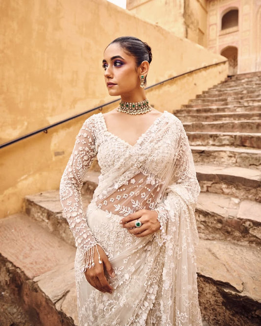 Butterfly Net Saree