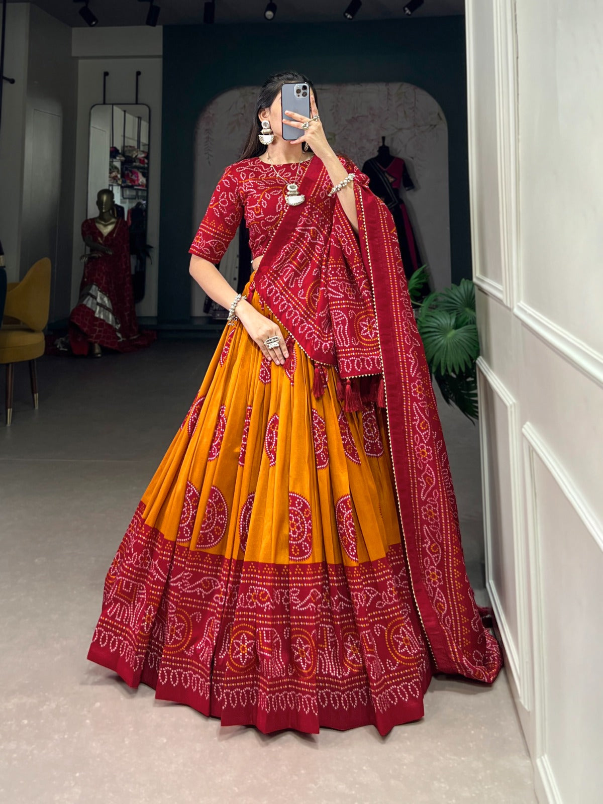 Lehenga Choli with Bandhej Print