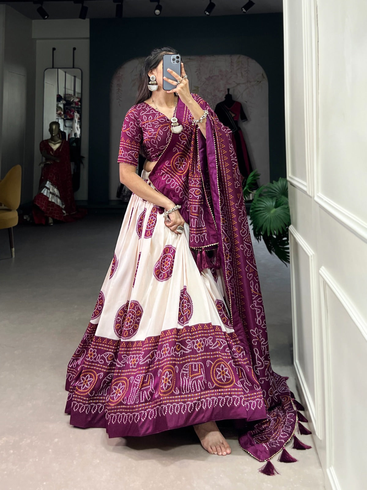 Lehenga Choli with Bandhej Print