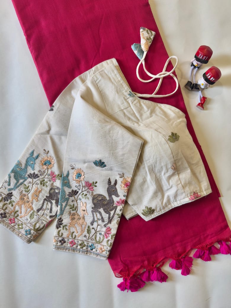 Khadi Cotton Saree And Blouse