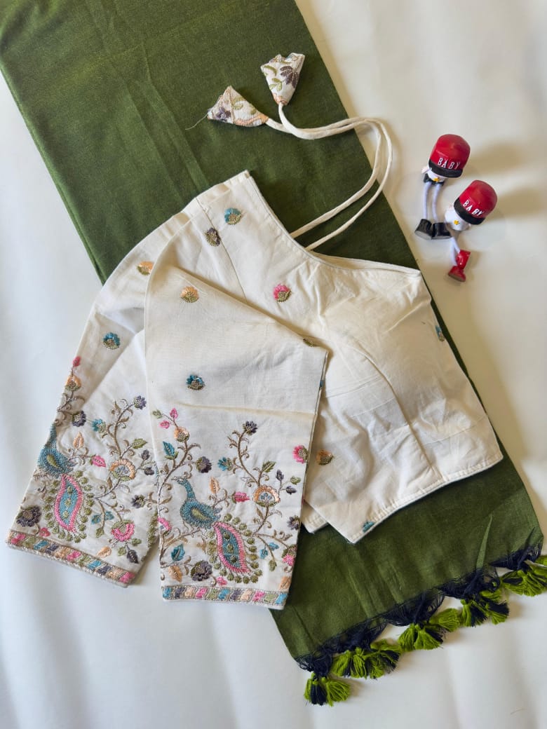 Khadi Cotton Saree And Blouse