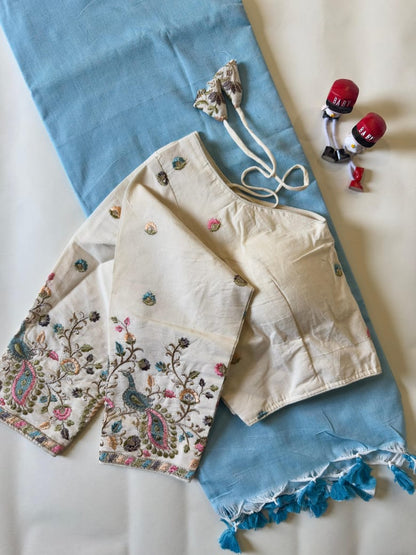 Khadi Cotton Saree And Blouse