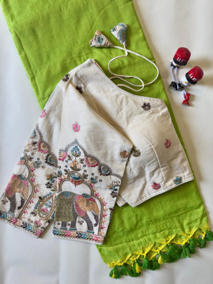 Khadi Cotton Saree And Blouse