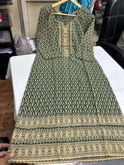 Rayon Chikan Print Kurti