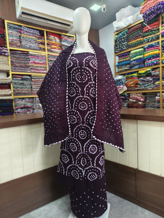 Satin Cotton Bandhej Suits