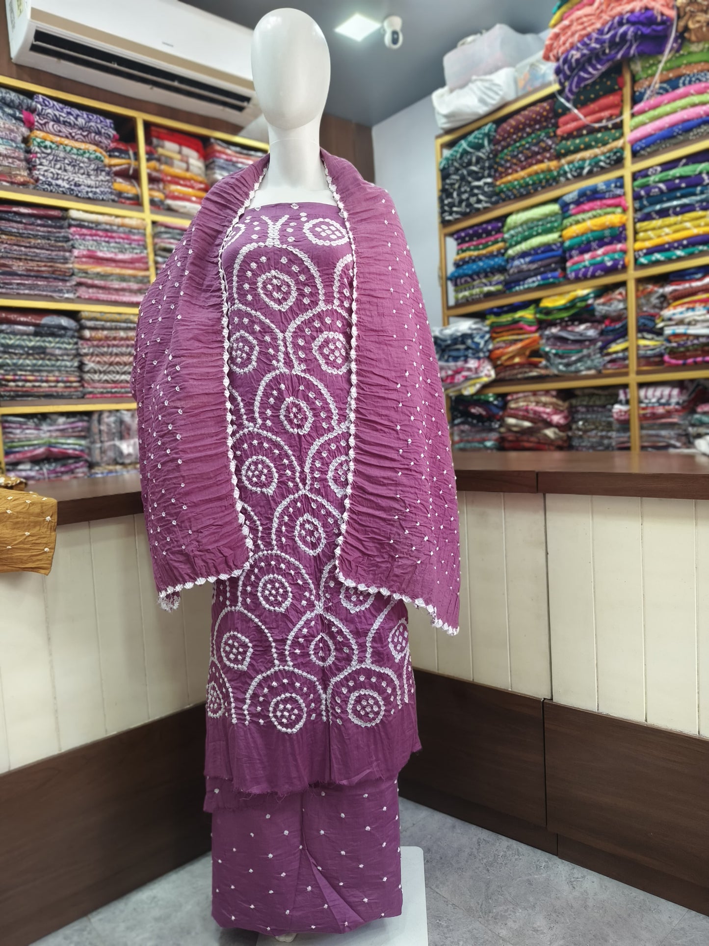 Satin Cotton Bandhej Suits