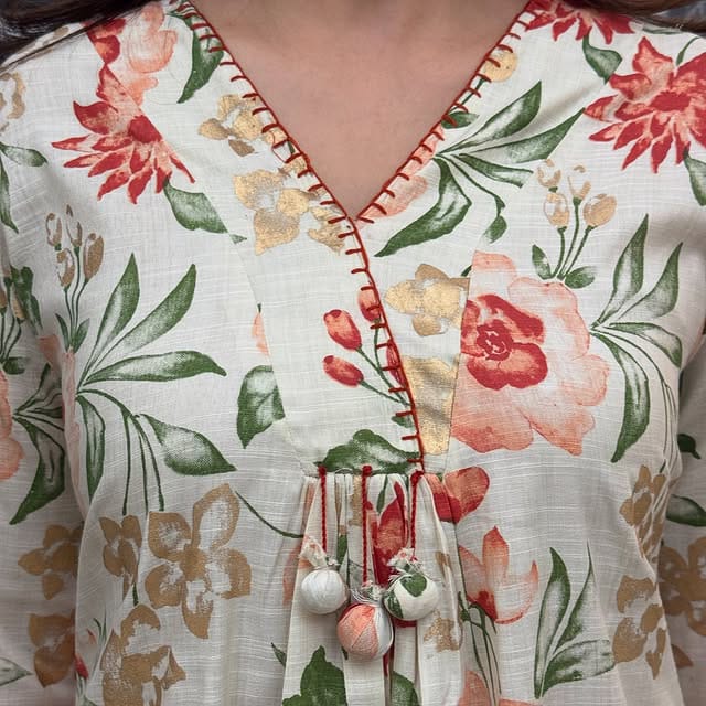 Floral Flared Kurta With Pant