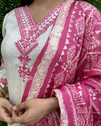 KATHA COTTON KURTI SET