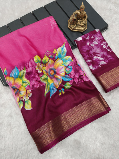 Heavy Dola Silk Print Saree