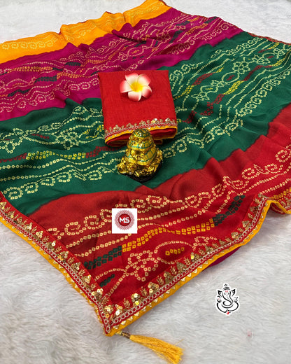 Pachrangi Bandhej Saree