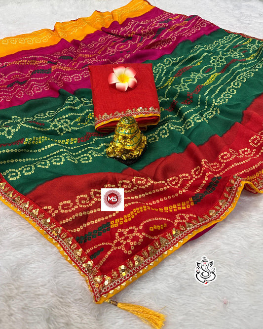 Pachrangi Bandhej Saree