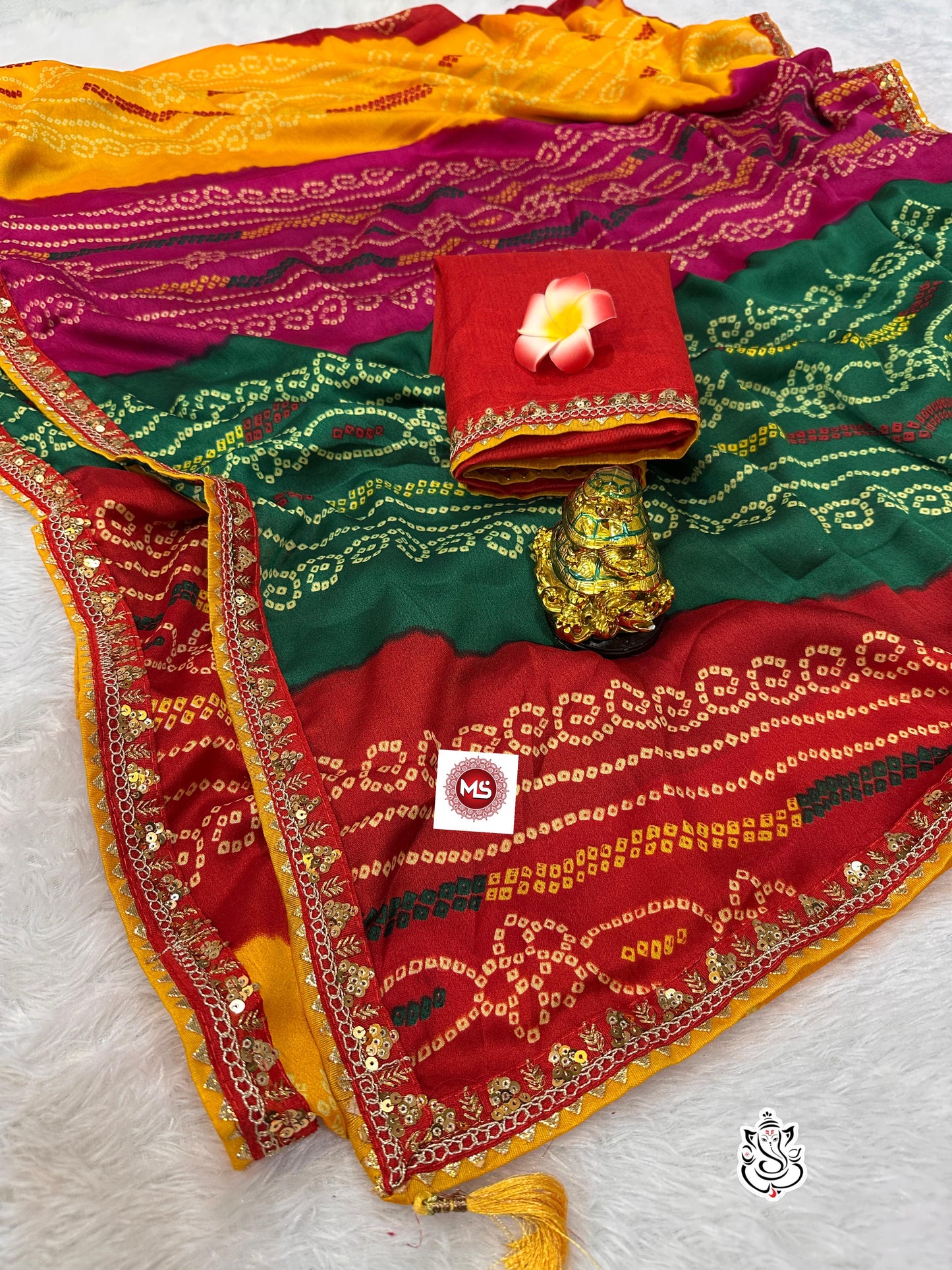 Pachrangi Bandhej Saree